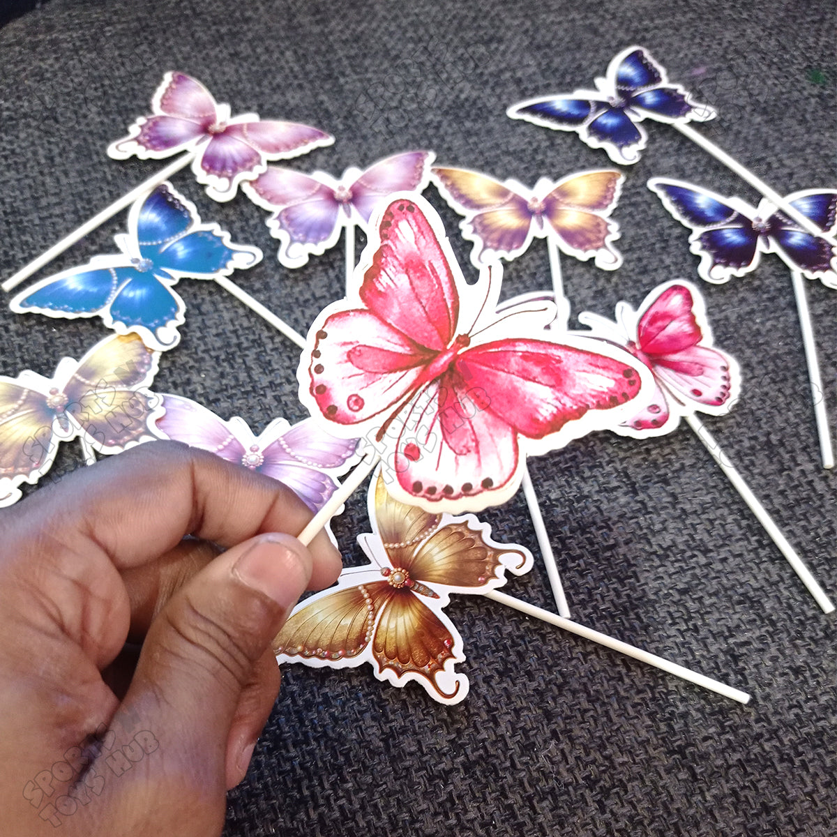 Buttefly HBD Cup Cake Toppers - 12 Pcs