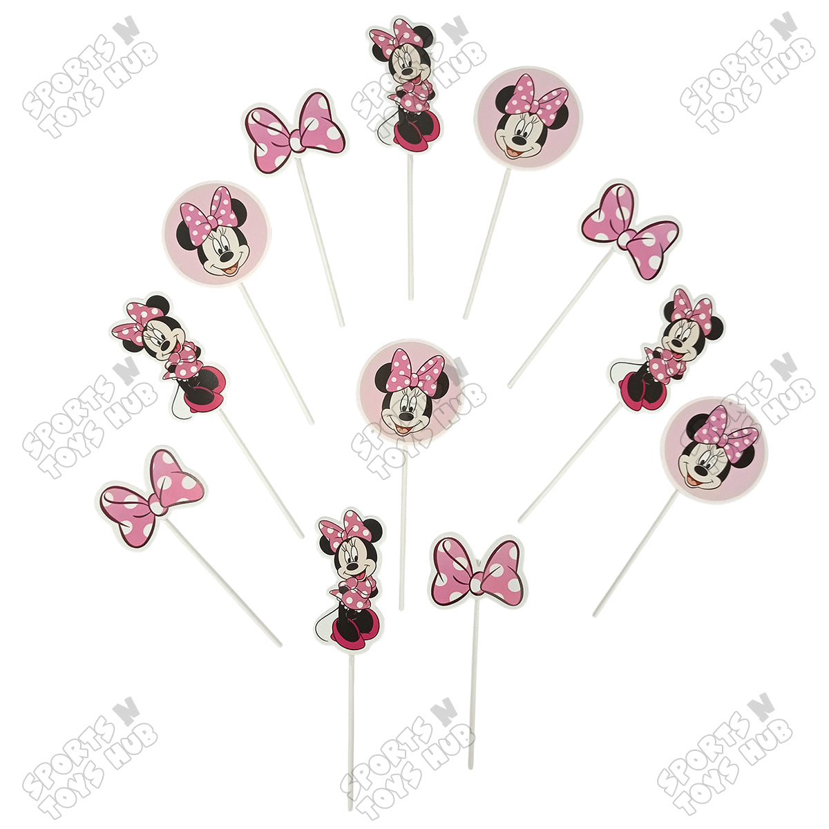 Cartoon Characters Minnie M0use Family Cup Cake Topper - 12 Pcs