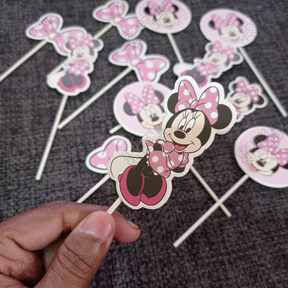 Cartoon Characters Minnie M0use Family Cup Cake Topper - 12 Pcs