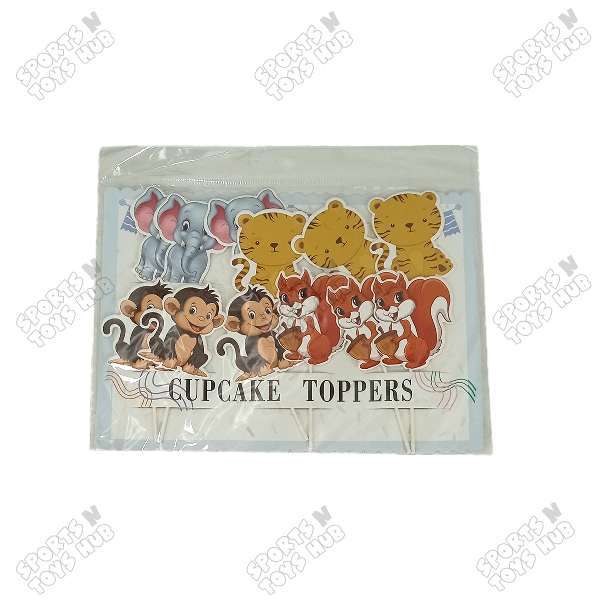 Cartoon Characters HBD Jungle Safari Cup Cake Topper - 12 Pcs