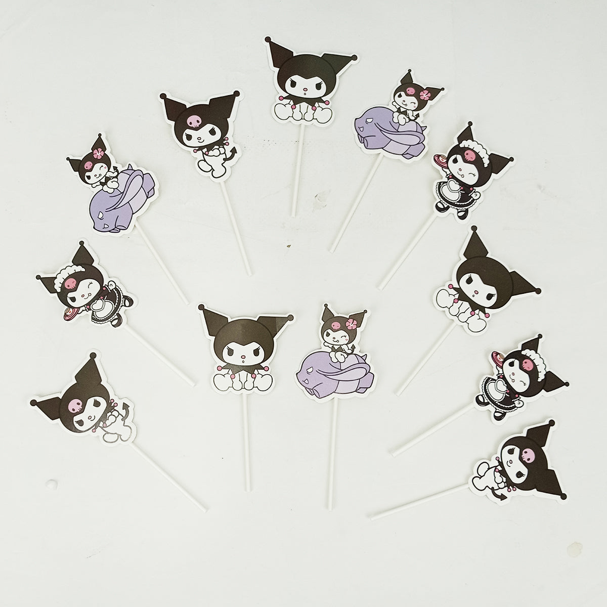 HBD Cartoon Character Sanrio Kuromi Cup Cake Topper - 12 Pcs