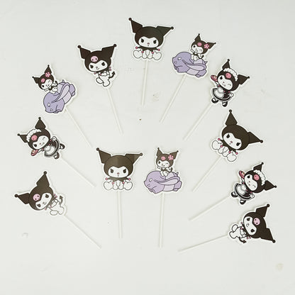 HBD Cartoon Character Sanrio Kuromi Cup Cake Topper - 12 Pcs