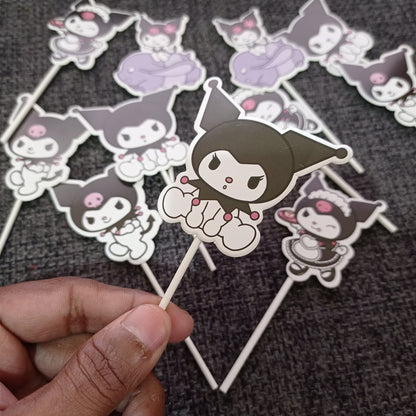 HBD Cartoon Character Sanrio Kuromi Cup Cake Topper - 12 Pcs