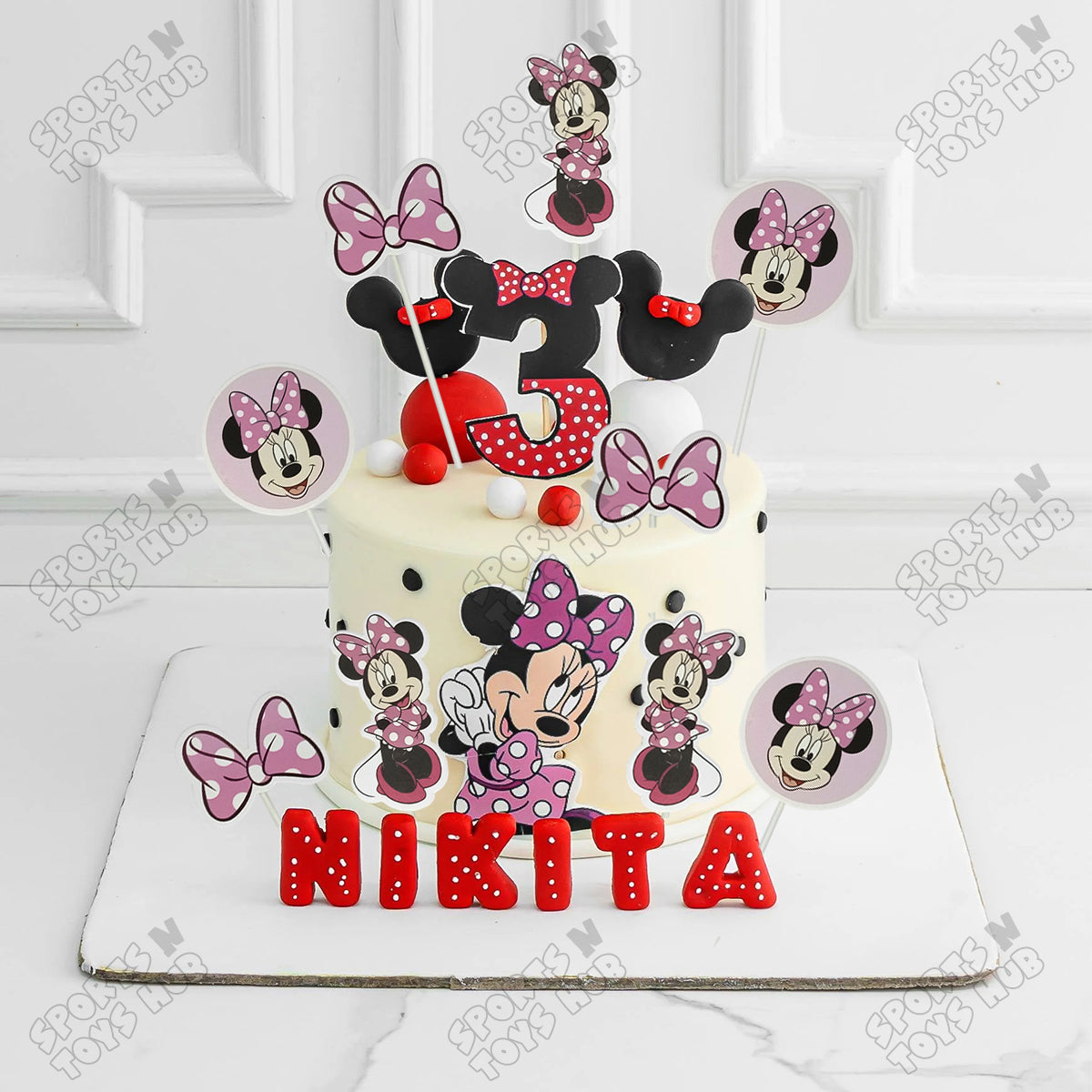 Cartoon Characters Minnie M0use Family Cup Cake Topper - 12 Pcs
