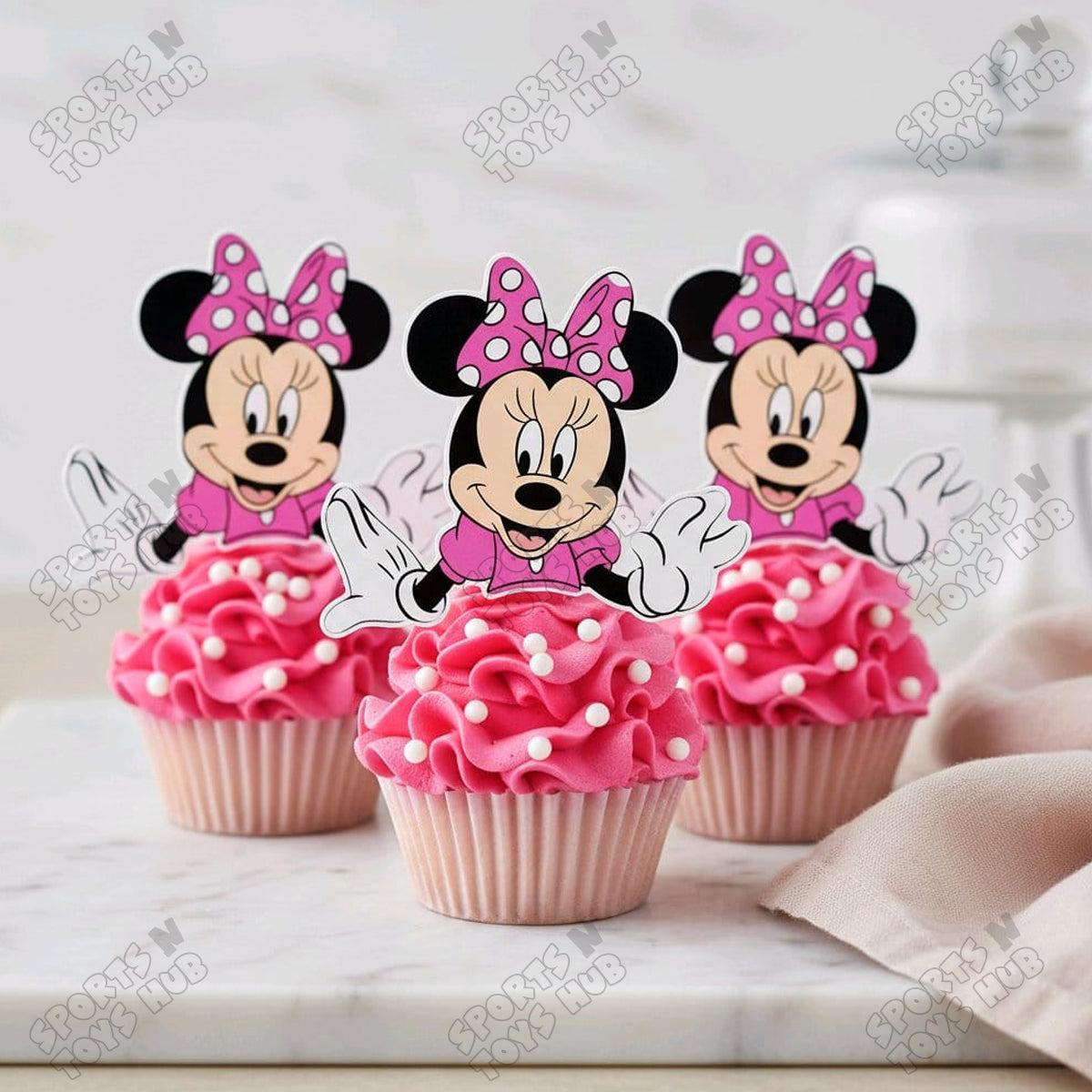 Cartoon Characters Minnie M0use Family Cup Cake Topper - 12 Pcs