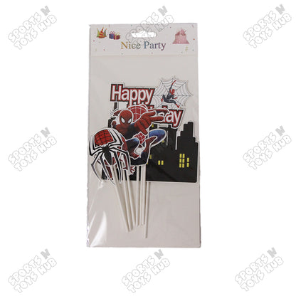 HBD Cartoon Character Spider-M@n Cake Topper - 8 Pcs