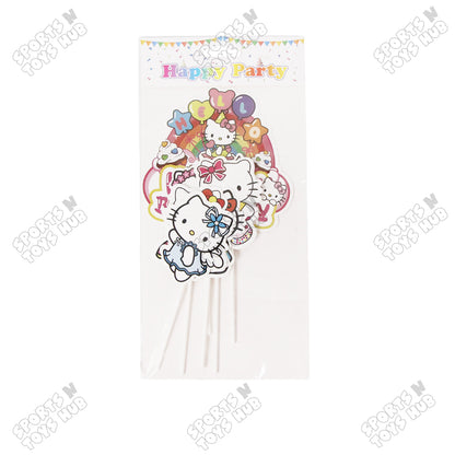 Hell0 Kitty Cartoon Characters Cake Topper - 6 Pcs