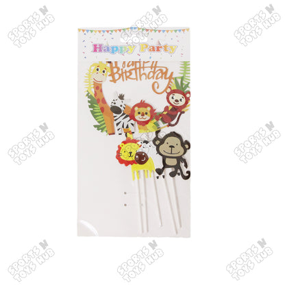 Cartoon Characters HBD Jungle Safari Cake Topper - 5 Pcs