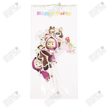 Cartoon Characters HBD M@sha & The Bear Cake Topper - 6 Pcs