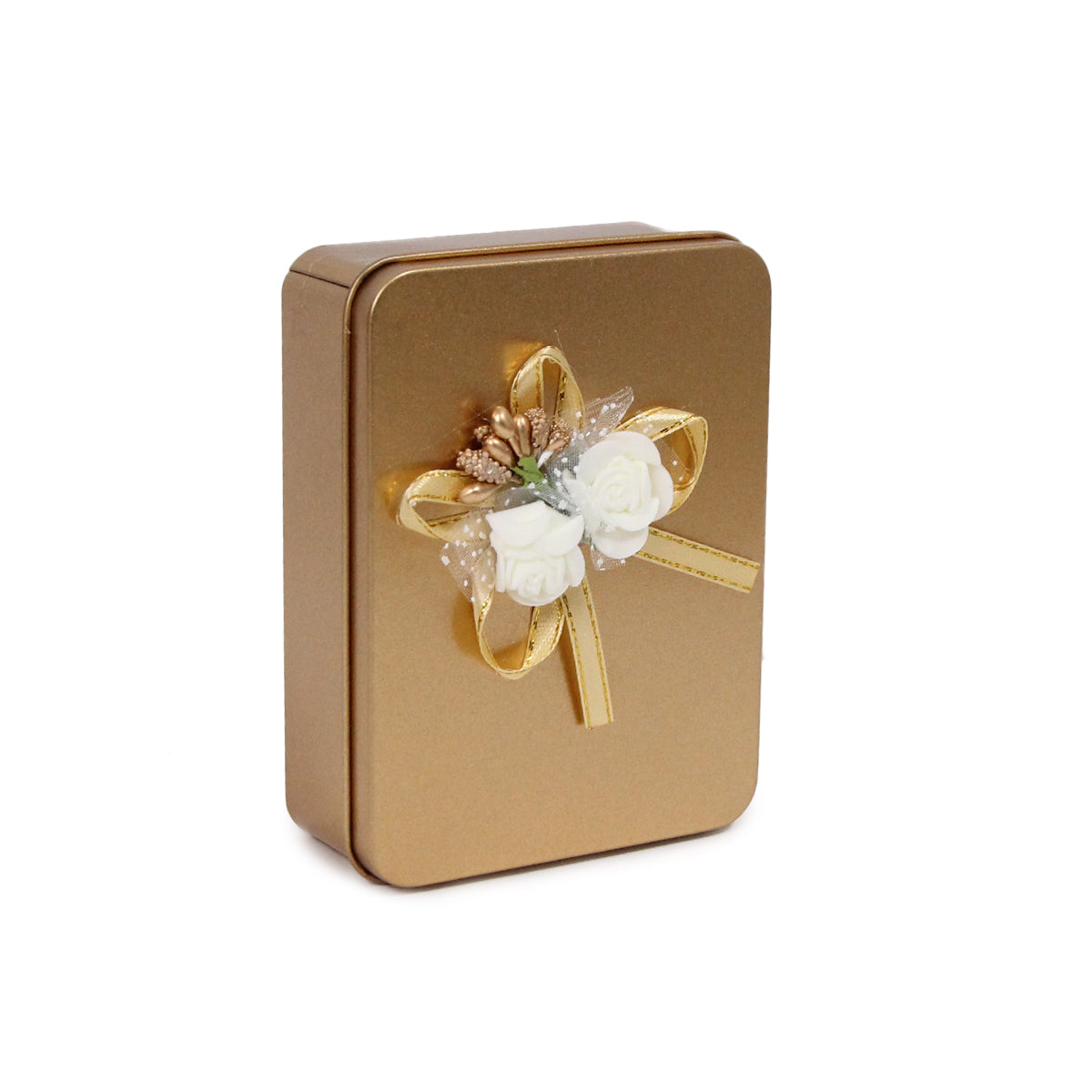 Tin Box Wedding Bid Gift Box With Flower Ribbon Collection - Pack 6