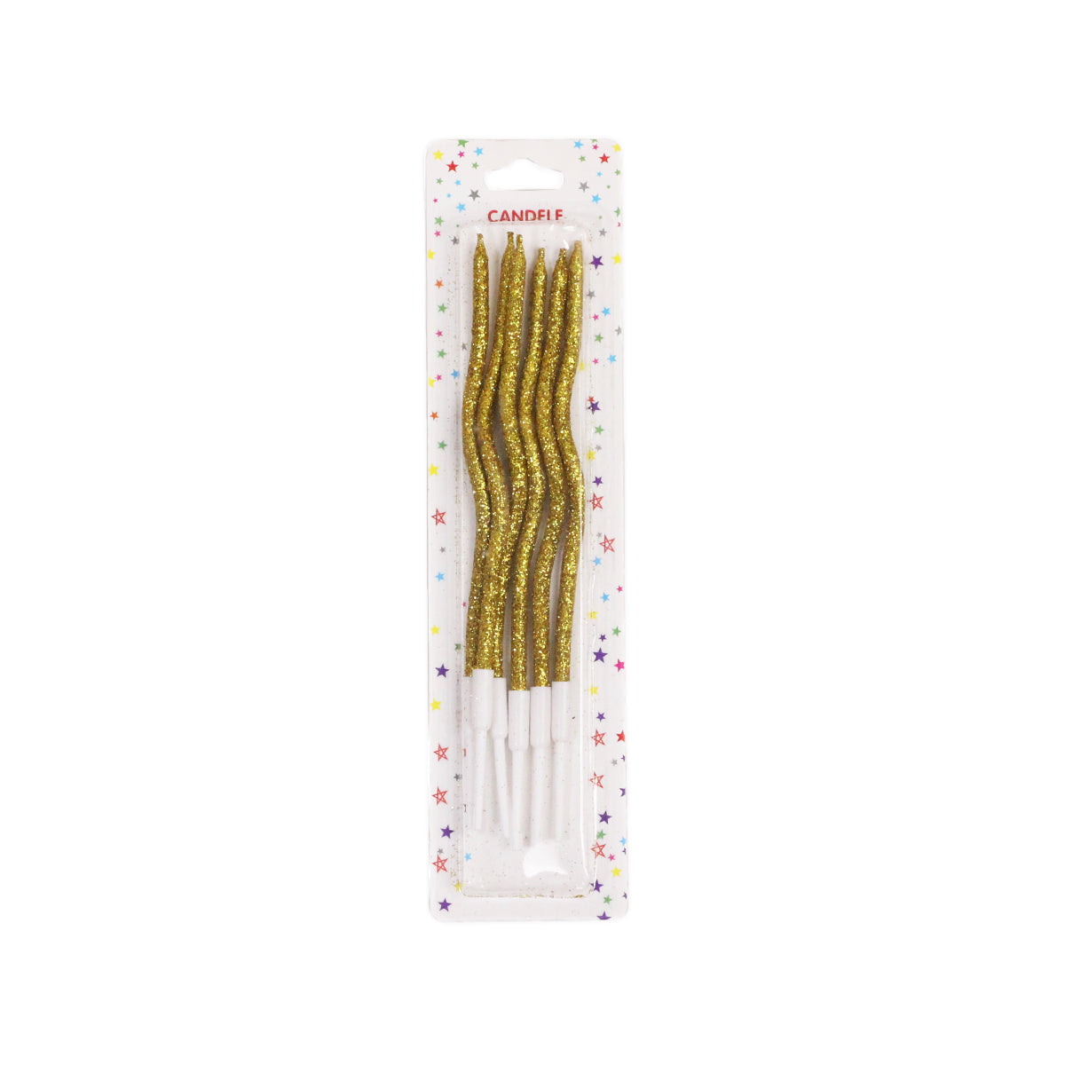 Curvy Glitter Slim Long Flammable Candles - Pack Of 6