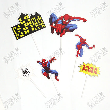 Cartoon Character Spider-M@n HBD Cake Topper - 6 Pcs