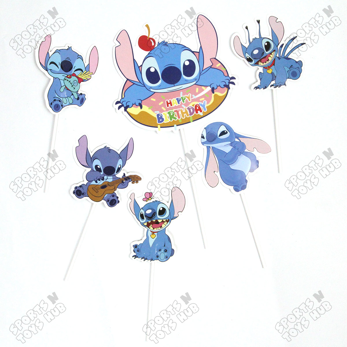 Stitch Cartoon Characters Cake Topper - 6 Pcs