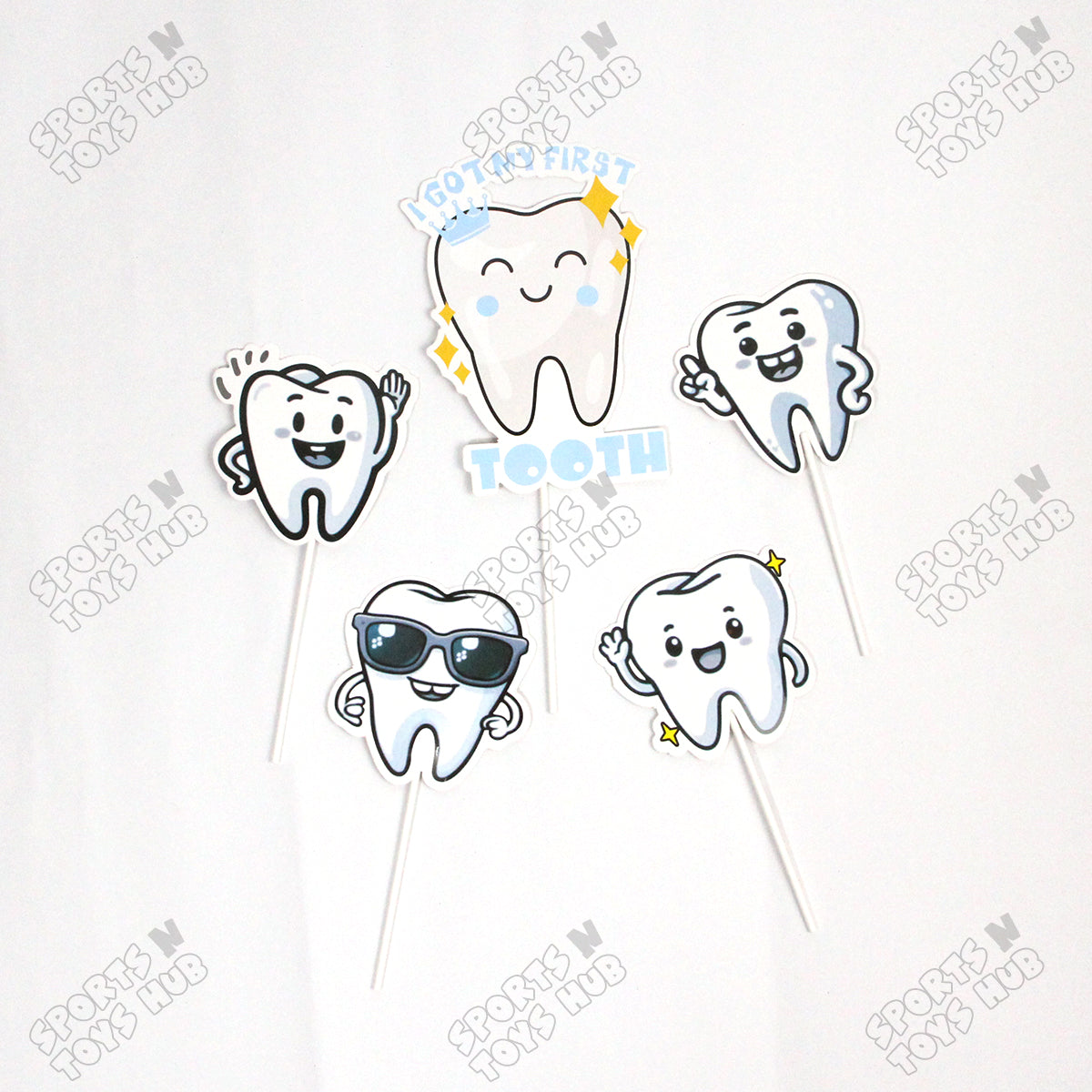 My Tooth Card Board Cake Topper - Pack Of 5