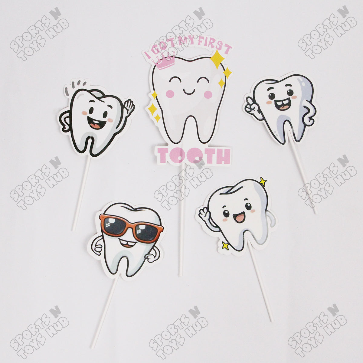 My Tooth Card Board Cake Topper - Pack Of 5