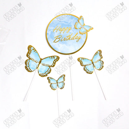 Buttefly HBD Cake Toppers - 4 Pcs