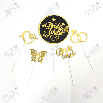 Bride To Be Cardboard Cake Topper - Pack Of 5