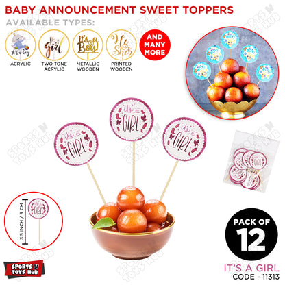 Its a Girl Sweet Topper - Pack Of 12