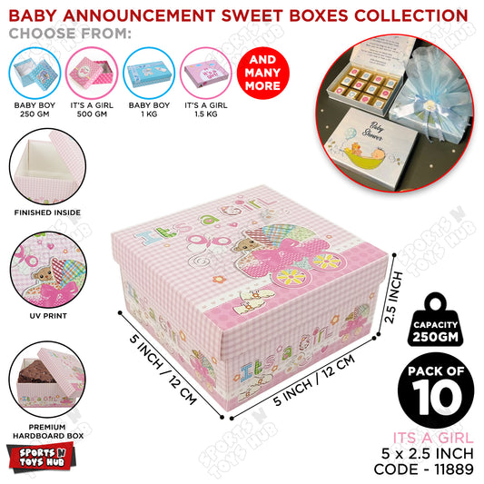 Its A Girl Sweet Boxes 250 Gram - Pack Of 10