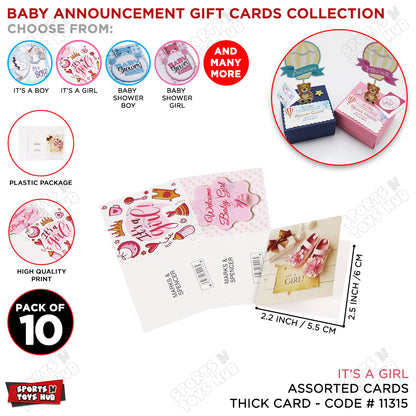 Its A Girl Assorted Gift Cards - 10 Pcs
