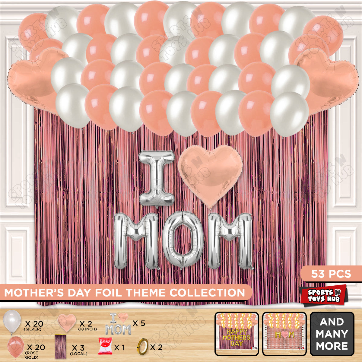 I ♡ Mom Foil Letter Curtain Theme Collection