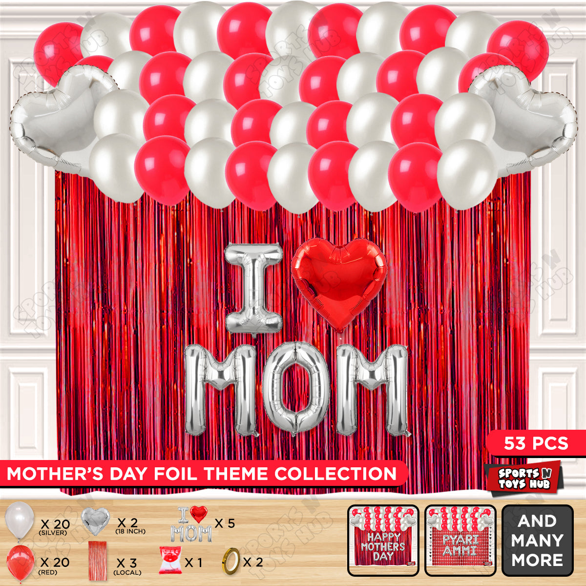 I ♡ Mom Foil Letter Curtain Theme Collection
