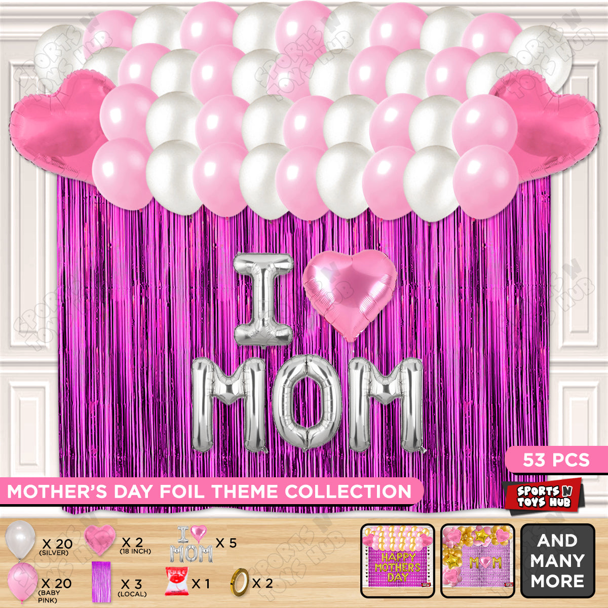 I ♡ Mom Foil Letter Curtain Theme Collection