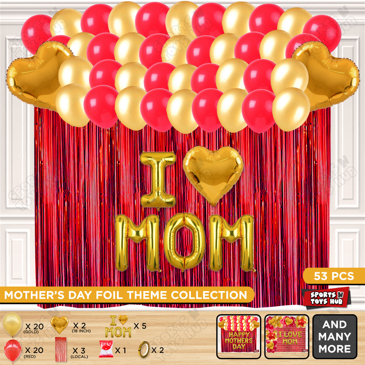 I ♡ Mom Foil Letter Curtain Theme Collection