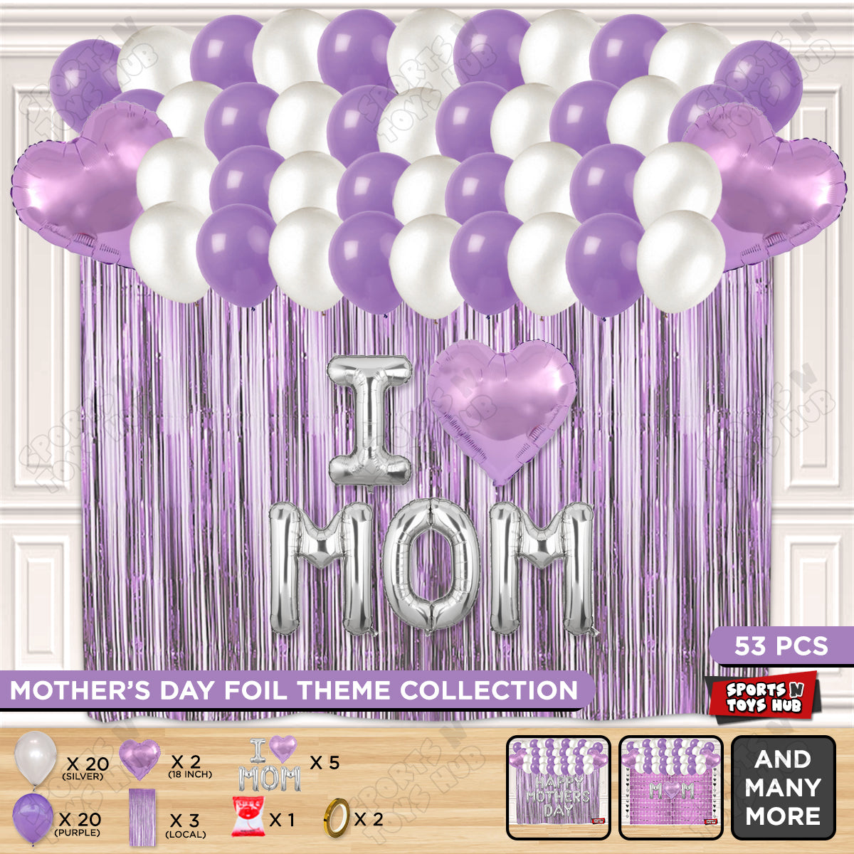 I ♡ Mom Foil Letter Curtain Theme Collection