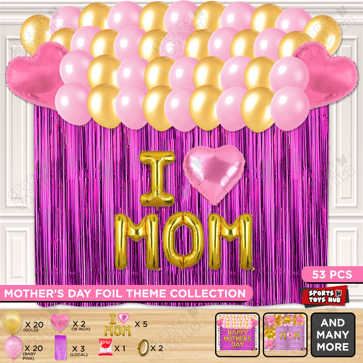 I ♡ Mom Foil Letter Curtain Theme Collection