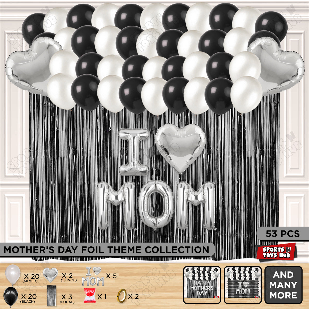 I ♡ Mom Foil Letter Curtain Theme Collection