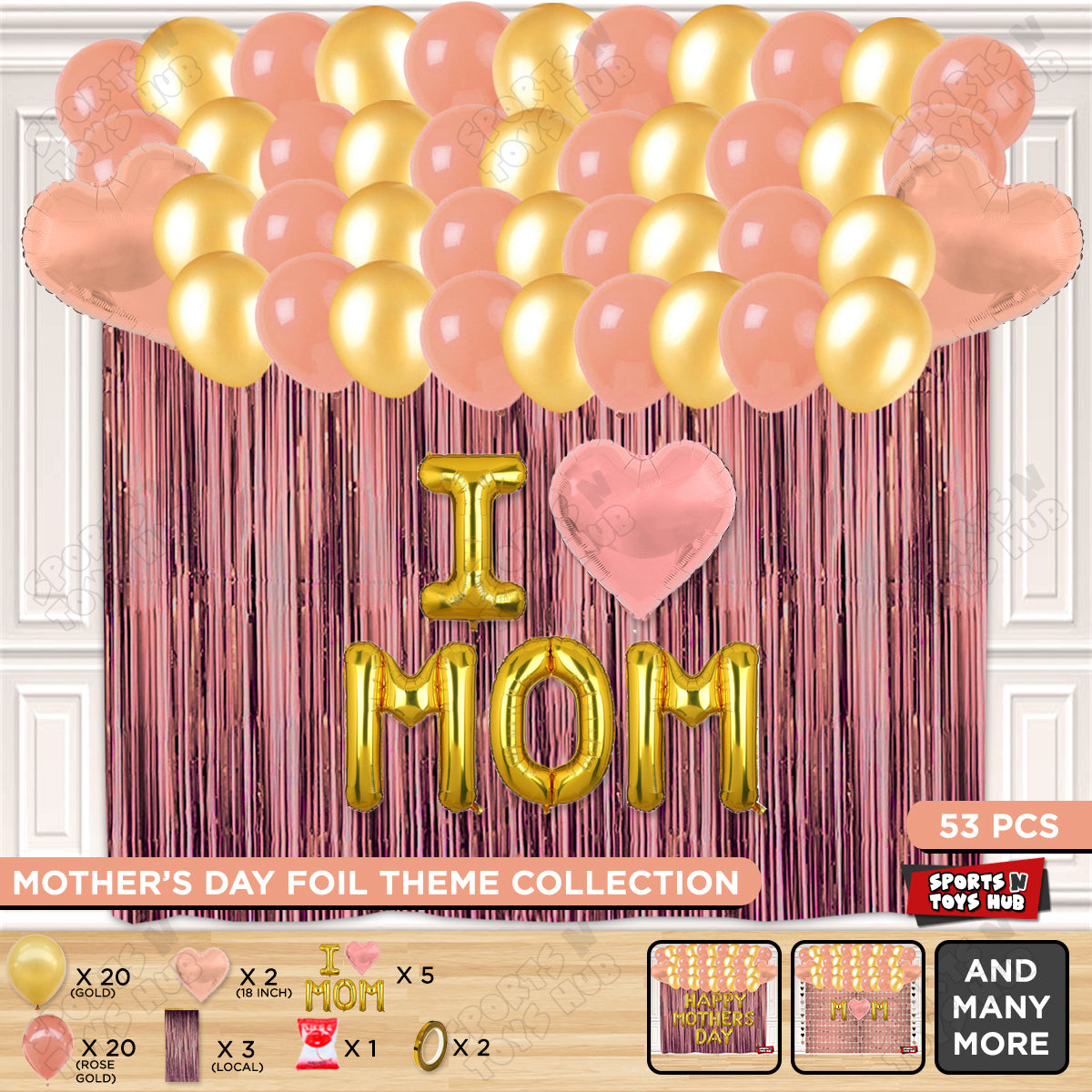 I ♡ Mom Foil Letter Curtain Theme Collection