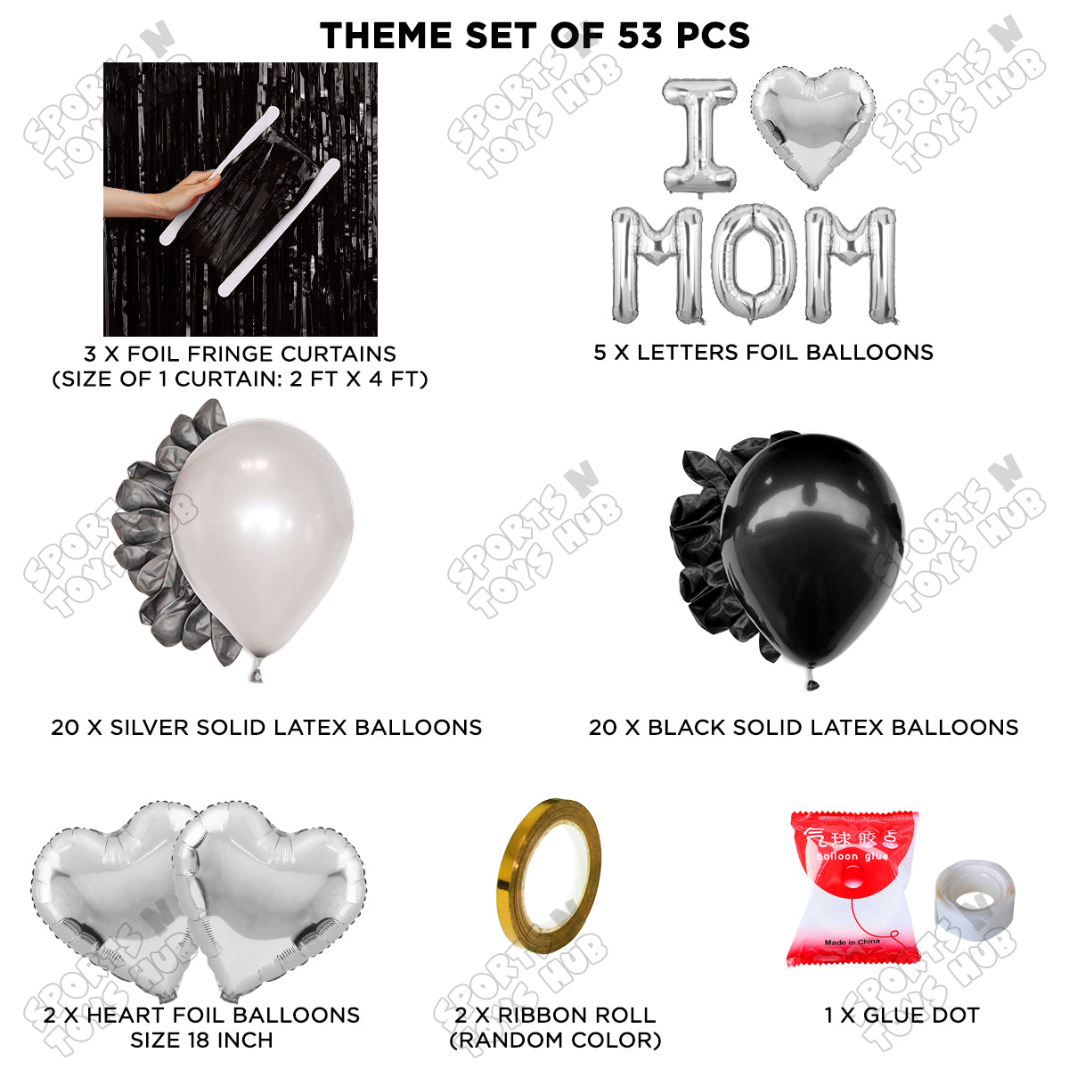 I ♡ Mom Foil Letter Curtain Theme Collection