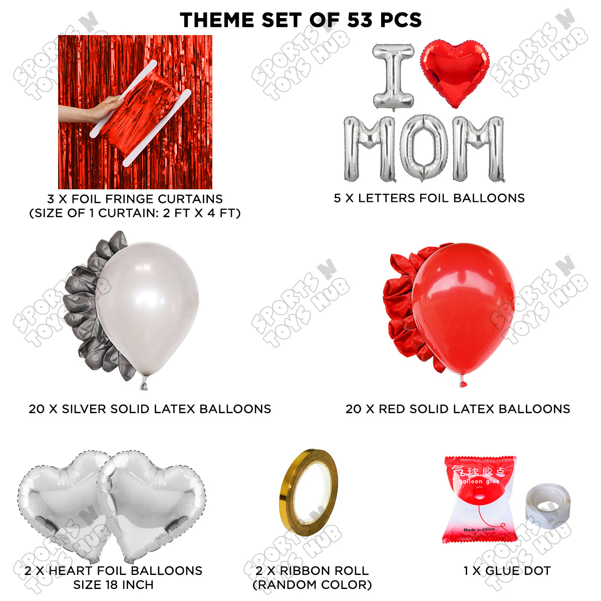 I ♡ Mom Foil Letter Curtain Theme Collection
