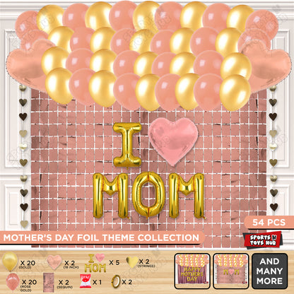 I ♡ Mom Foil Letter Rectangle Curtain Theme Collection