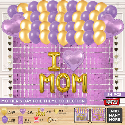 I ♡ Mom Foil Letter Rectangle Curtain Theme Collection