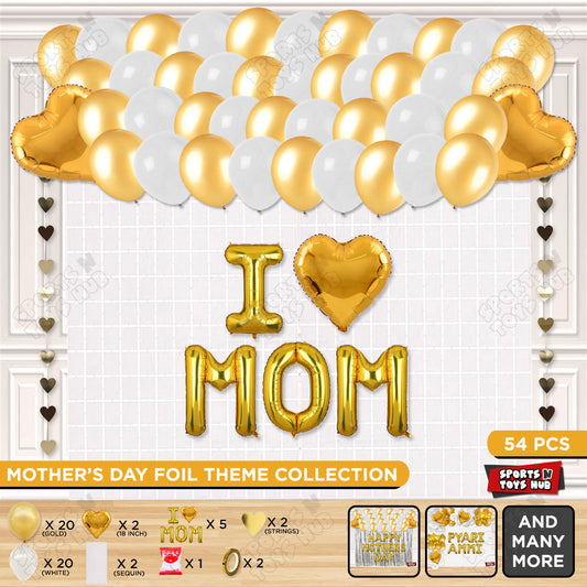 I ♡ Mom Foil Letter Rectangle Curtain Theme Collection