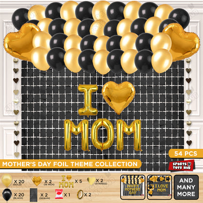 I ♡ Mom Foil Letter Rectangle Curtain Theme Collection