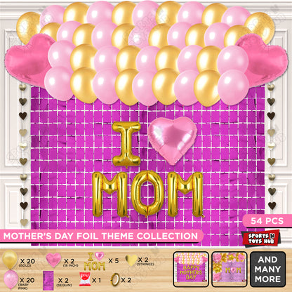 I ♡ Mom Foil Letter Rectangle Curtain Theme Collection