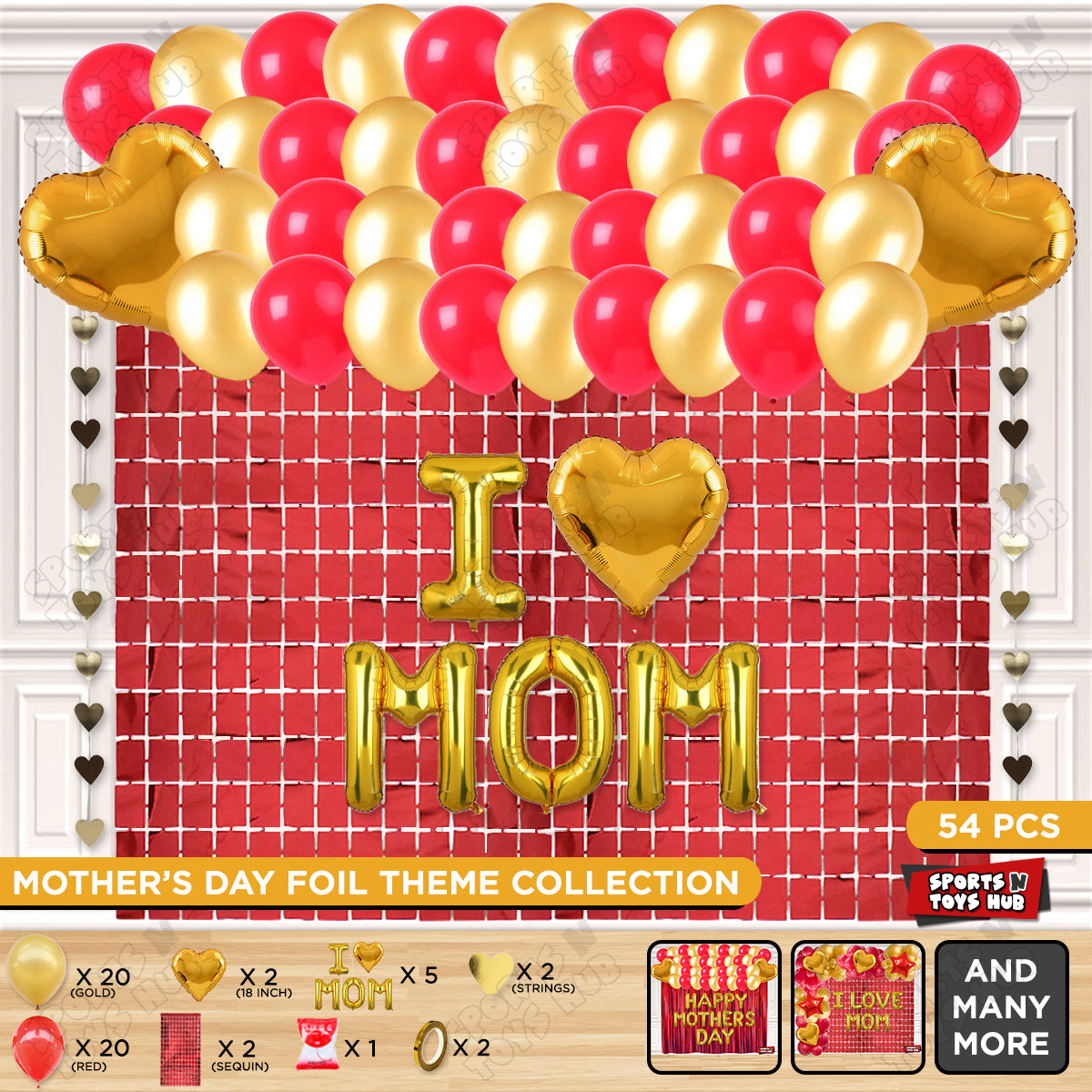 I ♡ Mom Foil Letter Rectangle Curtain Theme Collection