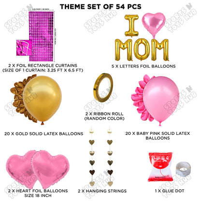 I ♡ Mom Foil Letter Rectangle Curtain Theme Collection