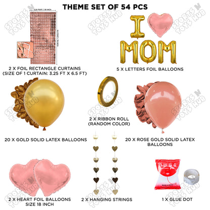 I ♡ Mom Foil Letter Rectangle Curtain Theme Collection