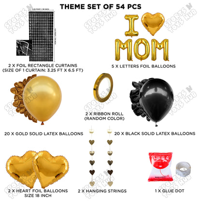 I ♡ Mom Foil Letter Rectangle Curtain Theme Collection