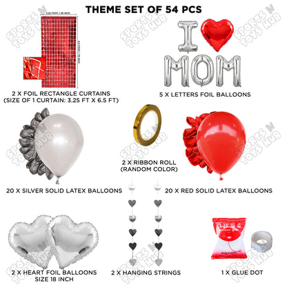 I ♡ Mom Foil Letter Rectangle Curtain Theme Collection