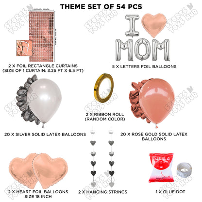 I ♡ Mom Foil Letter Rectangle Curtain Theme Collection