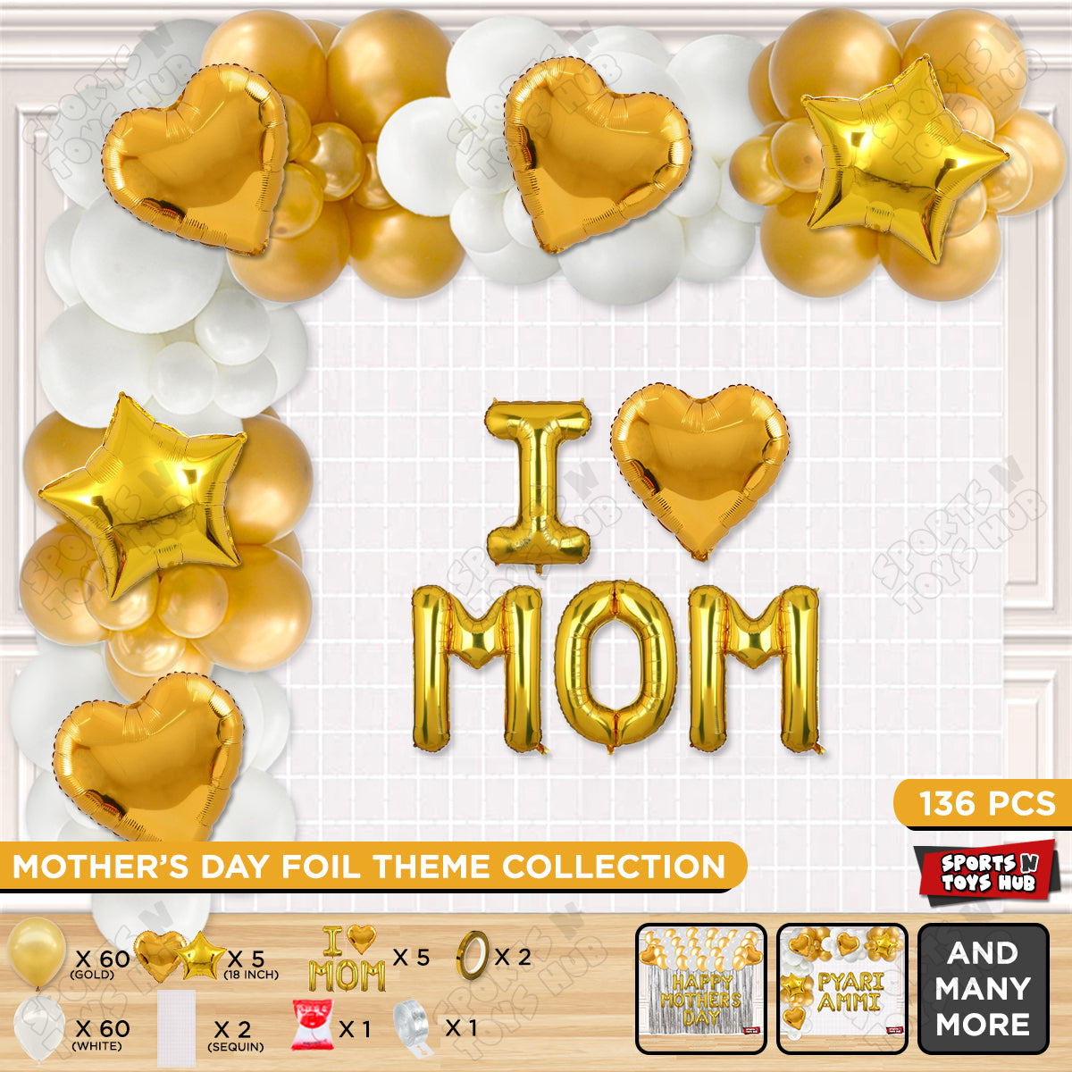 I ♡ Mom Foil Letter Arch Theme Collection