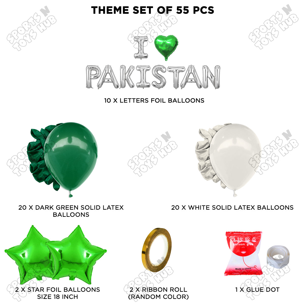 I ♡ Pakistan Foil Letters Theme Collection