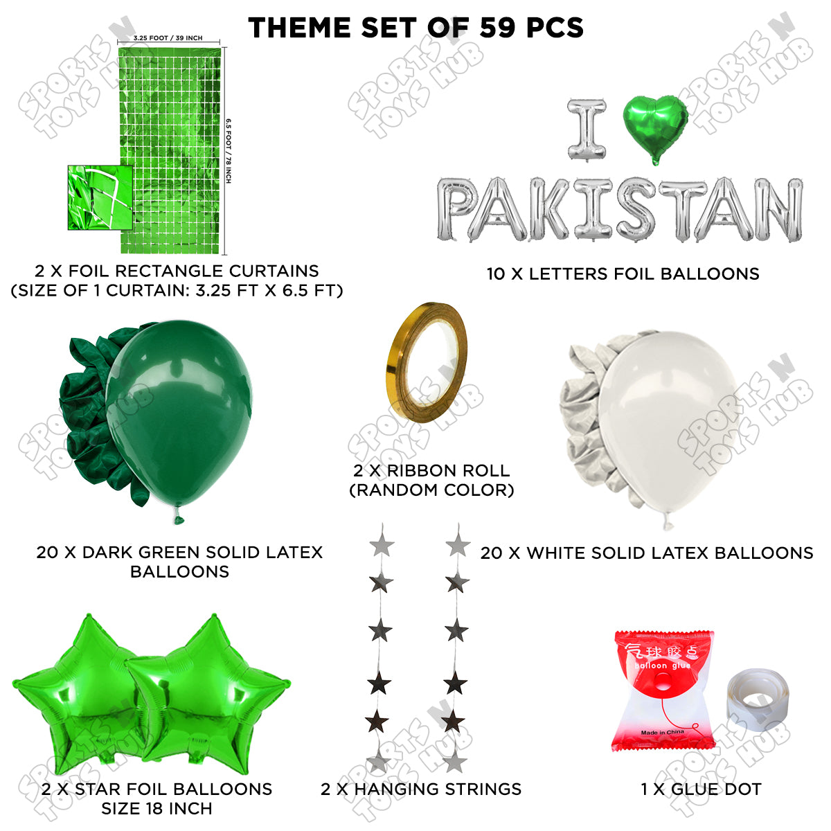 I ♡ Pakistan Foil Letters Theme Collection