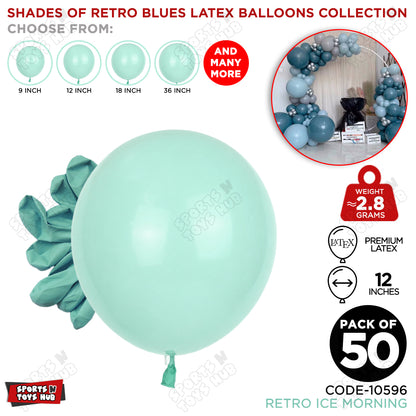 Ice Morning Blue Latex Balloons Available In 12, 18 & 36 Inch Sizes
