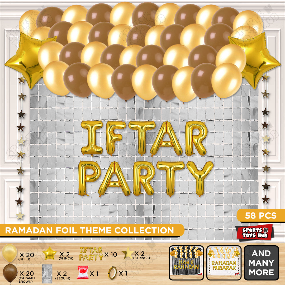 Iftar Party Foil Balloon Rectangle Curtain Theme Collection